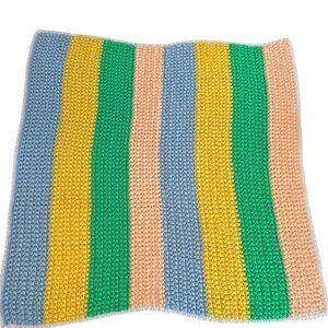 Striped Crochet Throw Blanket Afghan Multicolor 38X40.5 inches